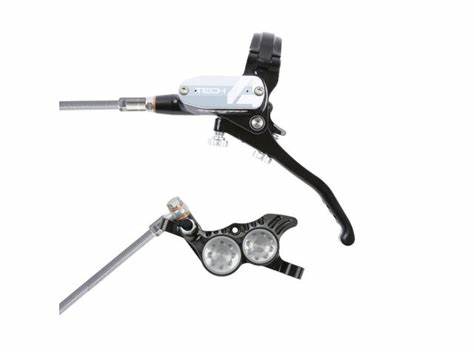FREIN HOPE TECH 4 V4 ARGENT/NOIR  (durite aviation) gauche T4V4SBL